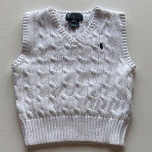 Polo Ralph Lauren Cable Knit Sweater Vest White Pony Logo 2T
